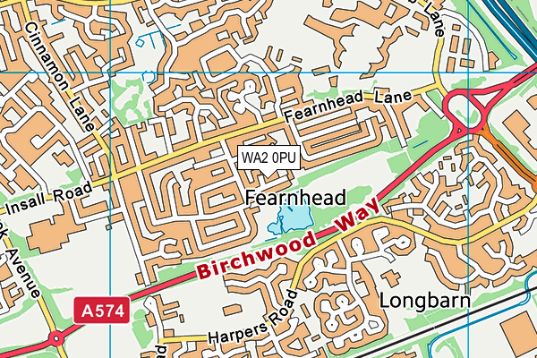 WA2 0PU map - OS VectorMap District (Ordnance Survey)