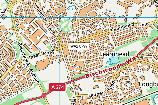 WA2 0PW map - OS VectorMap District (Ordnance Survey)