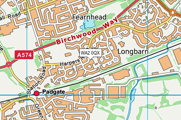 WA2 0QX map - OS VectorMap District (Ordnance Survey)