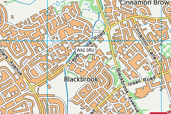 WA2 0RU map - OS VectorMap District (Ordnance Survey)