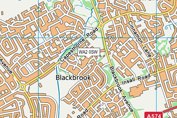 WA2 0SW map - OS VectorMap District (Ordnance Survey)