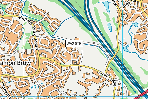WA2 0TE map - OS VectorMap District (Ordnance Survey)