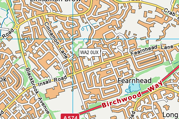 WA2 0UX map - OS VectorMap District (Ordnance Survey)