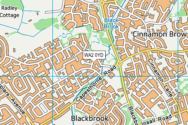 WA2 0YD map - OS VectorMap District (Ordnance Survey)