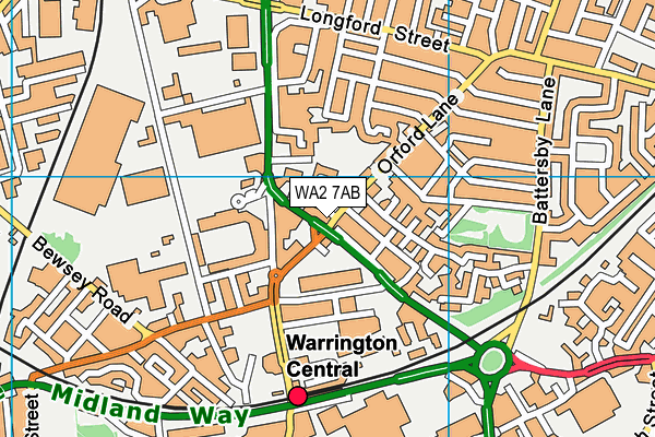 WA2 7AB map - OS VectorMap District (Ordnance Survey)