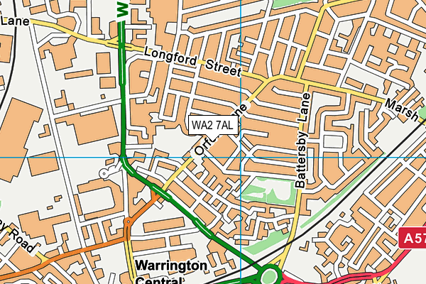 WA2 7AL map - OS VectorMap District (Ordnance Survey)