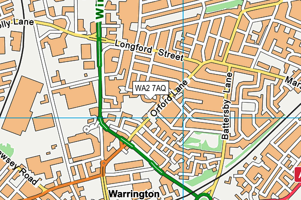 WA2 7AQ map - OS VectorMap District (Ordnance Survey)