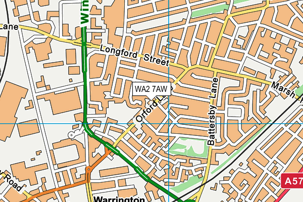 WA2 7AW map - OS VectorMap District (Ordnance Survey)