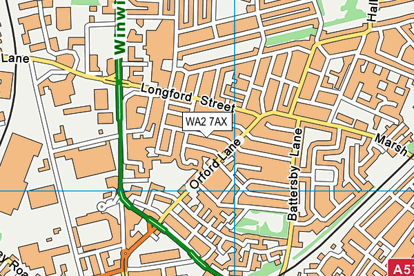 WA2 7AX map - OS VectorMap District (Ordnance Survey)