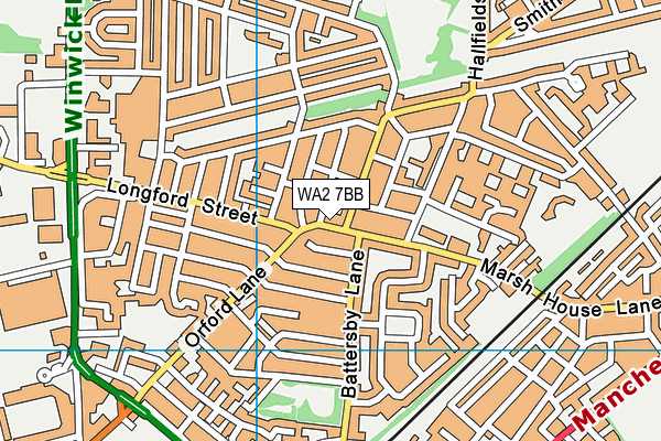 WA2 7BB map - OS VectorMap District (Ordnance Survey)
