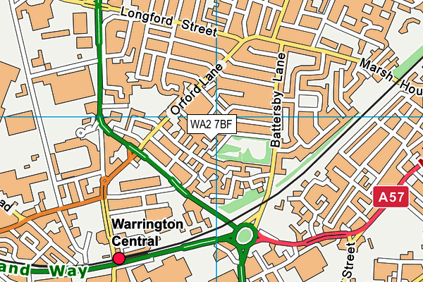WA2 7BF map - OS VectorMap District (Ordnance Survey)