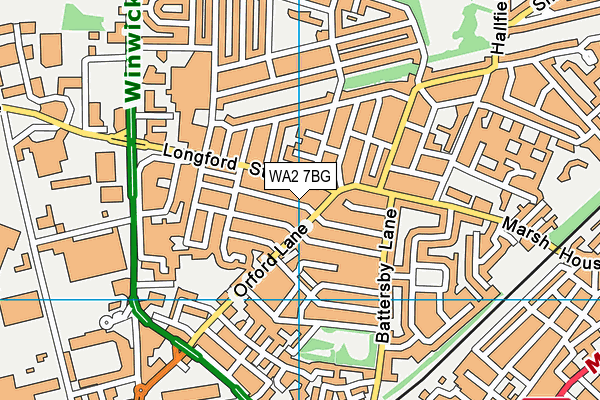 WA2 7BG map - OS VectorMap District (Ordnance Survey)