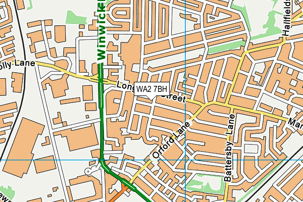 WA2 7BH map - OS VectorMap District (Ordnance Survey)