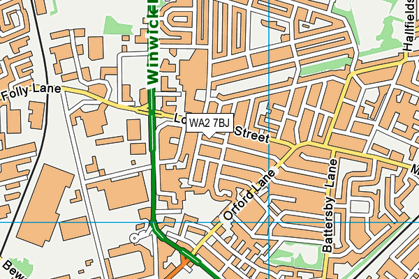 WA2 7BJ map - OS VectorMap District (Ordnance Survey)