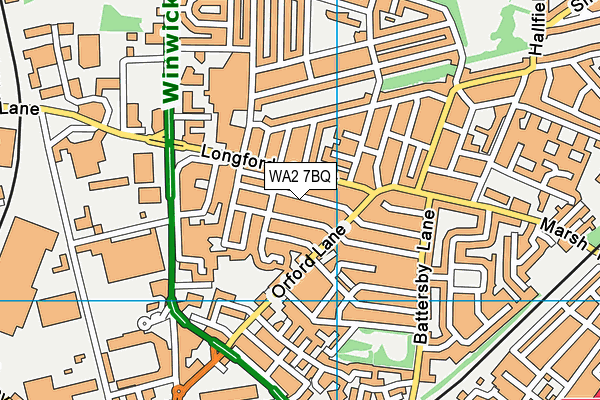 WA2 7BQ map - OS VectorMap District (Ordnance Survey)