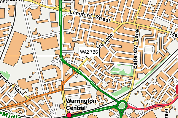 WA2 7BS map - OS VectorMap District (Ordnance Survey)