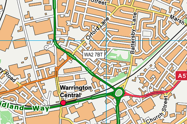 WA2 7BT map - OS VectorMap District (Ordnance Survey)