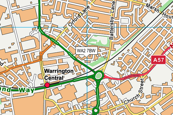 WA2 7BW map - OS VectorMap District (Ordnance Survey)