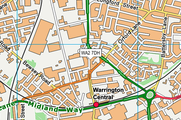 WA2 7DH map - OS VectorMap District (Ordnance Survey)