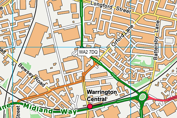 WA2 7DQ map - OS VectorMap District (Ordnance Survey)