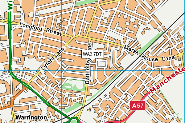 WA2 7DT map - OS VectorMap District (Ordnance Survey)