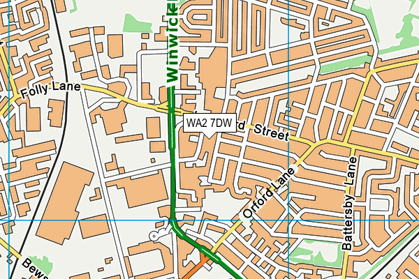 WA2 7DW map - OS VectorMap District (Ordnance Survey)