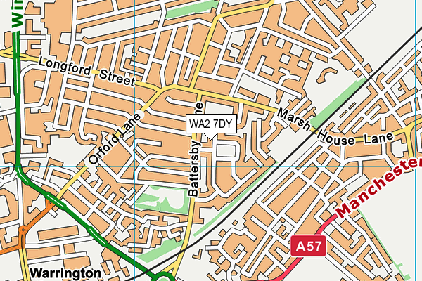 WA2 7DY map - OS VectorMap District (Ordnance Survey)