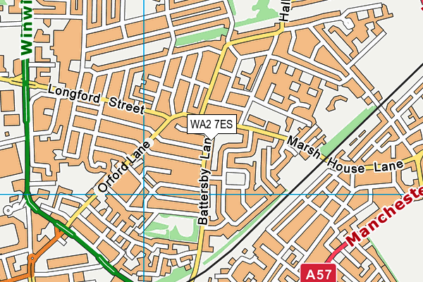 WA2 7ES map - OS VectorMap District (Ordnance Survey)