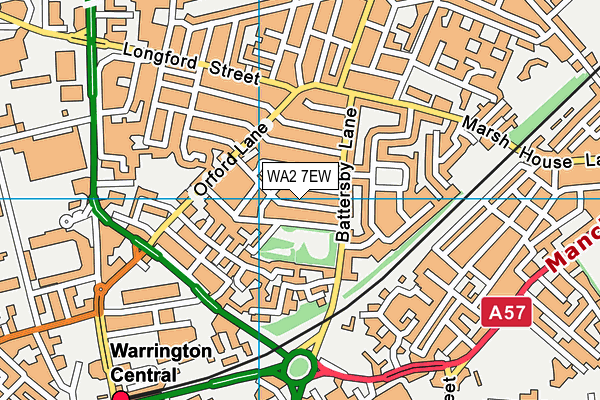 WA2 7EW map - OS VectorMap District (Ordnance Survey)