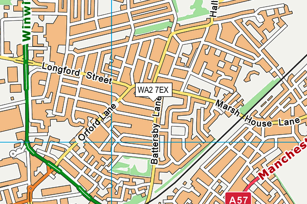 WA2 7EX map - OS VectorMap District (Ordnance Survey)