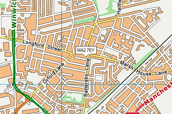 WA2 7EY map - OS VectorMap District (Ordnance Survey)