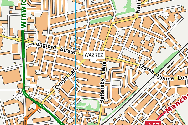 WA2 7EZ map - OS VectorMap District (Ordnance Survey)
