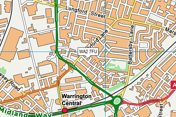 WA2 7FU map - OS VectorMap District (Ordnance Survey)