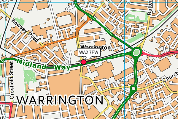 WA2 7FW map - OS VectorMap District (Ordnance Survey)