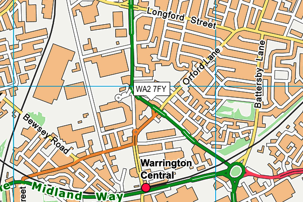 WA2 7FY map - OS VectorMap District (Ordnance Survey)