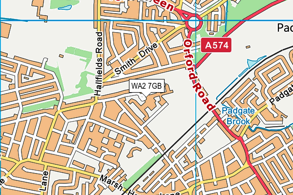 WA2 7GB map - OS VectorMap District (Ordnance Survey)