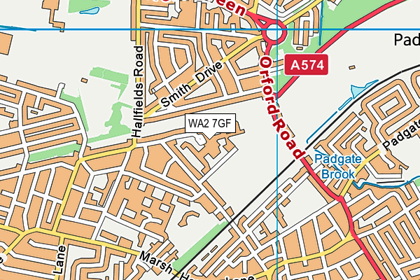 WA2 7GF map - OS VectorMap District (Ordnance Survey)