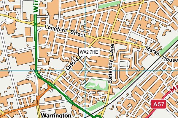 WA2 7HE map - OS VectorMap District (Ordnance Survey)