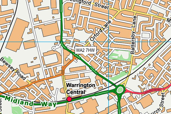 WA2 7HW map - OS VectorMap District (Ordnance Survey)