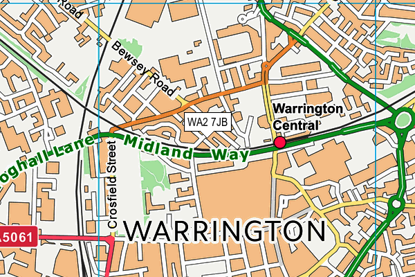 WA2 7JB map - OS VectorMap District (Ordnance Survey)