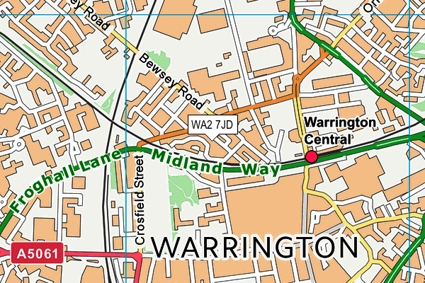 WA2 7JD map - OS VectorMap District (Ordnance Survey)