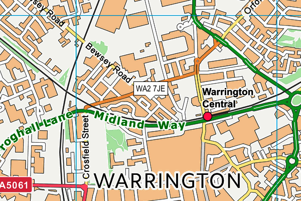 WA2 7JE map - OS VectorMap District (Ordnance Survey)