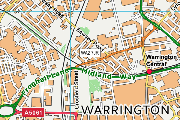 WA2 7JR map - OS VectorMap District (Ordnance Survey)