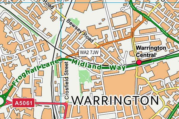 WA2 7JW map - OS VectorMap District (Ordnance Survey)