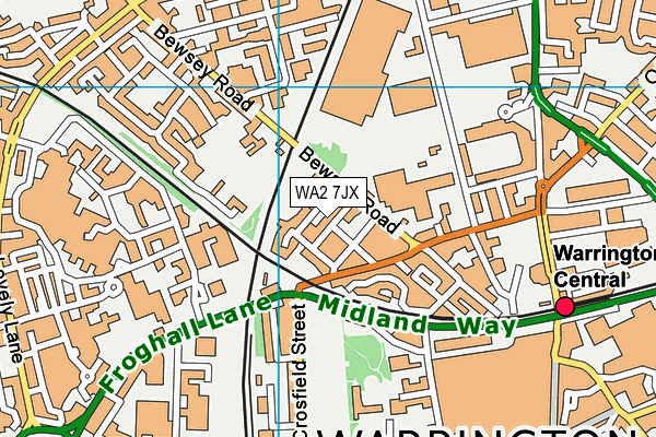 WA2 7JX map - OS VectorMap District (Ordnance Survey)