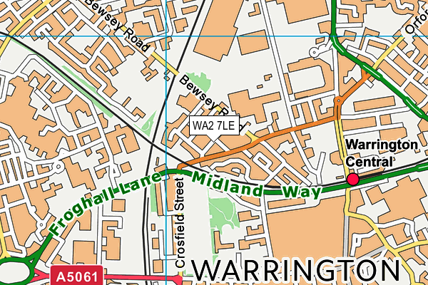 WA2 7LE map - OS VectorMap District (Ordnance Survey)