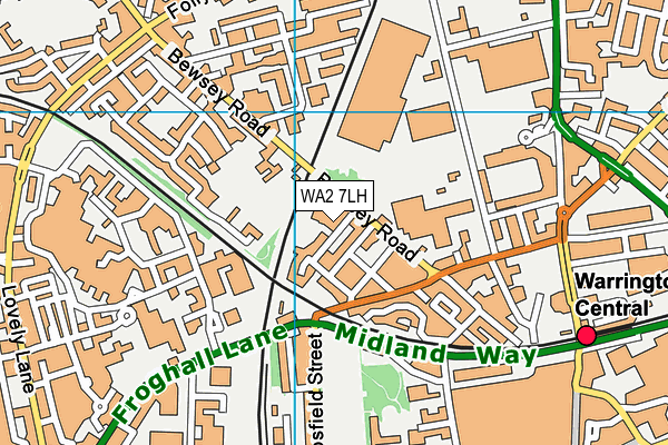 WA2 7LH map - OS VectorMap District (Ordnance Survey)