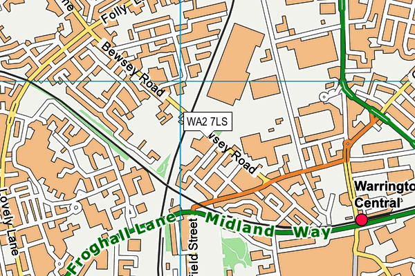 WA2 7LS map - OS VectorMap District (Ordnance Survey)