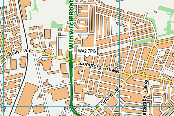 WA2 7PG map - OS VectorMap District (Ordnance Survey)