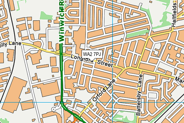 WA2 7PJ map - OS VectorMap District (Ordnance Survey)